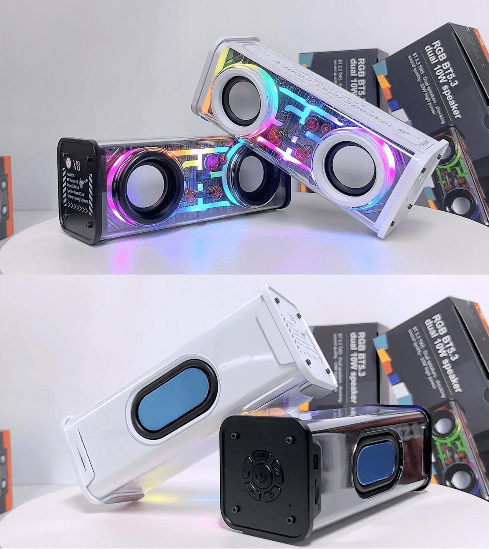 V8 Transparent RGB Bluetooth Speaker - Image 2